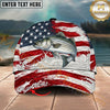 Maxcorners Fishing Patriotic Flag Swirl Personalized Name 3D Cap (12 Fish Species)