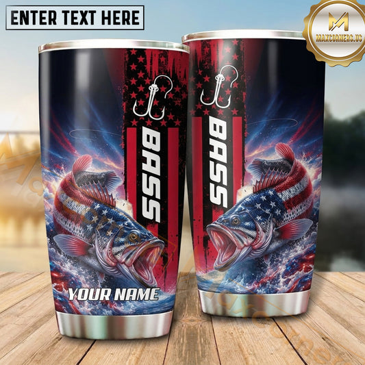 Maxcorners Fishing Tumbler Red Blue Hook Lightning Design Personalized Name Tumbler (13 Species)