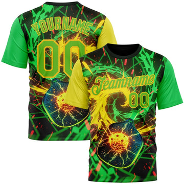Maxcorners Cyber Neon Electric Paddle Smashing Lightning Pickleball Personalized Name 3D Unisex Shirt