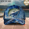 Maxcorners Fishing Ocean Scale Dynamic Splash Personalized Name 3D Cap (12 Fish Species)