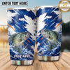 Maxcorners Fishing Tumbler Navy White Distressed Starburst Design Personalized Name Tumbler (13 Species)