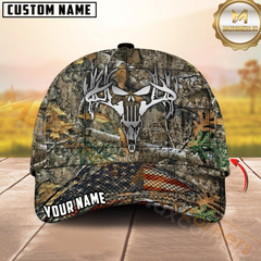 Maxcorners Metal Antler Skull Blue Camo Hunting Personalized 3D Cap Printed Multicolor