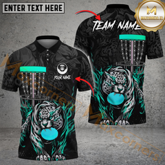 Maxcorners Blazing Leopard Strike Disc Golf Polo Personalized Name, Team Name 3D Shirt (4 Colors)