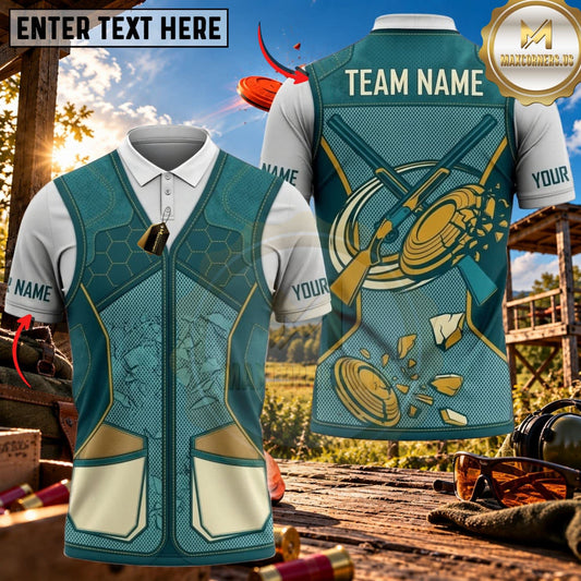 Maxcorners Clay Shooting Planet Target Performance Vest Multicolor Customized Name Team Name 3D Shirts (4 Colors)