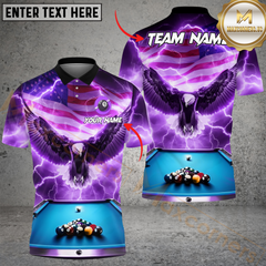 Maxcorners Billiard 8-Ball Pool American Eagle Thunder Multicolor Personalized Name, Team Name 3D Shirt