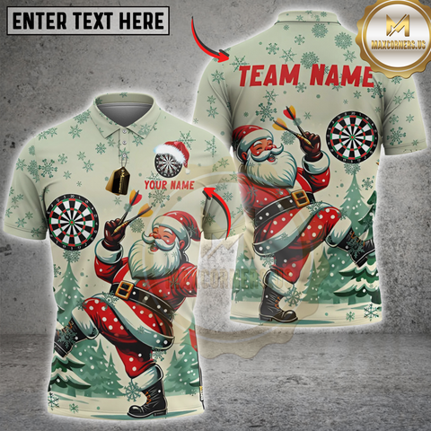 Maxcorners Darts Santa Throwing Vintage Christmas Personalized Name 3D Unisex Shirt