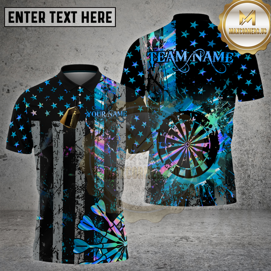 Maxcorners Dart Neon Galaxy Starburst Dartboard Multicolor Options Personalized Name, Team Name 3D Shirt (4 Colors)