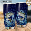 Maxcorners Fishing Tumbler Deep Navy Scale Texture Design Personalized Name Tumbler (13 Species)