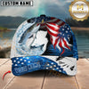 Maxcorners Fishing Largemouth Bass USA Flag Custom Name Personalized Cap (12 Fish Species)