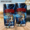 Maxcorners Fishing Tumbler Freedom Flag Blue Lightning Design Personalized Name Tumbler (13 Species)
