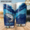 Maxcorners Fishing Tumbler Blue Pixel Ocean Wave Design Personalized Name Tumbler (13 Species)