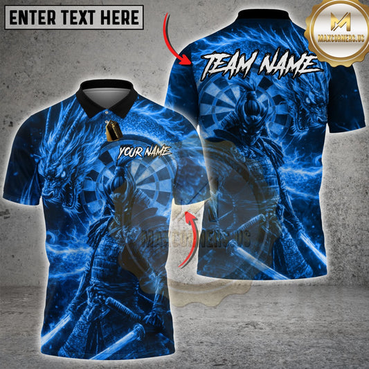 Maxcorners Darts Fire Dragon Samurai Dartboard Fantasy Multicolor Customized Name, Team Name 3D Shirts