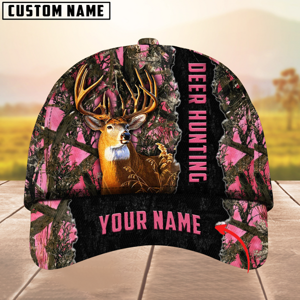 Maxcorners Cool Men’s Camouflage Deer Hunting Multicolor Option Personalized Name 3D Cap