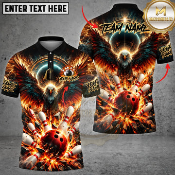 Maxcorners Bowling Pins & Dramatic Strike Explosion Graphic Customized Name, Team Name 3D Shirts