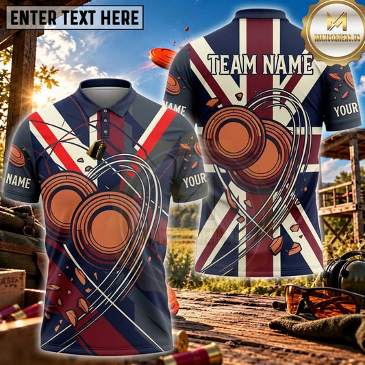 Maxcorners Clay Shooting Union Jack Clay Target Graphic Personalized Name 3D Unisex Shirt