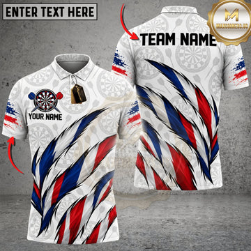 Maxcorners Darts France Flag Sharp Eagle Claw Strike Personalized Name 3D Unisex Shirt
