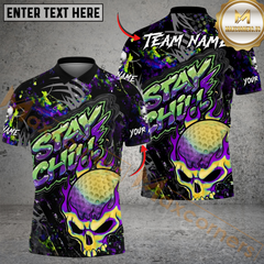 Maxcorners Urban Skull Golf Polo Shirt, Customized Name & Team Name 3D Shirts (4 Colors)