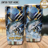 Maxcorners Fishing Tumbler Navy Gold Brush Splatter Design Personalized Name Tumbler (13 Species)