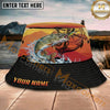 Maxcorners Fishing Compass Lure Sunset Splash Personalized Name 3D Bucket Hat (12 Fish Species)