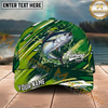 Maxcorners Fishing Green Splash Strike Multi Options Personalized Name 3D Cap (11 Fish Species)