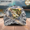 Maxcorners Fishing Gray Camo Sunset Angler Personalized Name 3D Cap (12 Fish Species)