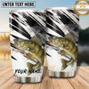 Maxcorners Fishing Tumbler Black White Brush Stroke Design Personalized Name Tumbler (13 Species)