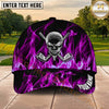 Maxcorners Golf Skull and Crossed Clubs Flame Pattern Personalized Name 3D Classic Cap