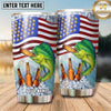 Maxcorners Fishing Tumbler American Flag Beer Bottle Design Personalized Name Tumbler (13 Species)