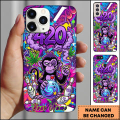 Maxcorners Bowling 420 Purple Monkey Cannabis Ball Pins Personalized Name Phone Case