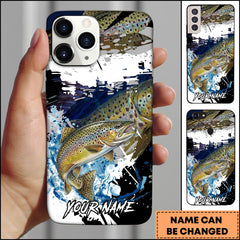 Maxcorners Trout Fishing Phone Case Abstract Splash Modern Art Personalized Name 3D Phone Case