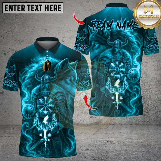 Maxcorners Bowling Viking Warrior And Wolf Multicolor Customized Name, Team Name 3D Shirts
8