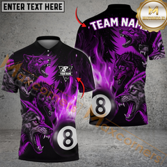 Maxcorners Billiards 8-Ball Fire Wolfpack Multicolor Customized Name, Team Name 3D Shirt
