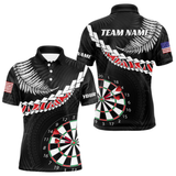 Maxcorners Personalized US Flag Tribal Dart Shirts For Men Custom Team Polo & Quarter Zip Dart Jerseys LM1605