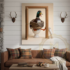Maxcorners Duck Canvas Bathroom Door Smartphone Humor Canvas Wall Art