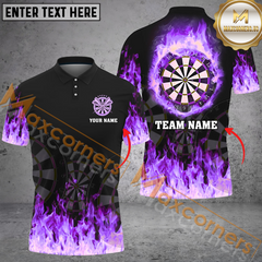 Maxcorners Darts Fire Flame Multicolor Option Customized Name, Team Name 3D Polo Shirt