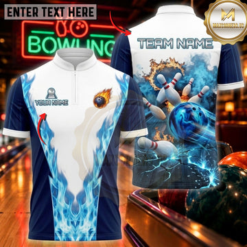 Maxcorners Bowling & Icy Ball Motion Graphic Customized Name, Team Name 3D Shirts