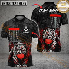 Maxcorners Blazing Leopard Strike Disc Golf Polo Personalized Name, Team Name 3D Shirt (4 Colors)