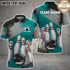 Maxcorners Bowling Cool Ball & Happy Pins Multicolor Personalized 3D Shirt
