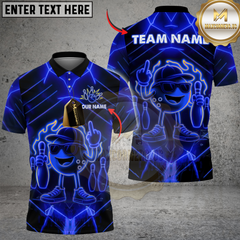Maxcorners Bowling Neon Flame Multicolor Customized Name, Team Name 3D Shirts