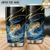 Maxcorners Fishing Tumbler Black Gold Curved Line Design Personalized Name Tumbler (13 Species)