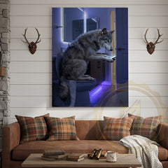 Maxcorners Wolf Canvas LED Mirror Modern Bathroom Night Canvas Wall Art