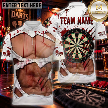 Maxcorners Darts Funny Muscular Body Christmas Santa Costume Classic Dartboard Personalized Name 3D Unisex Shirt