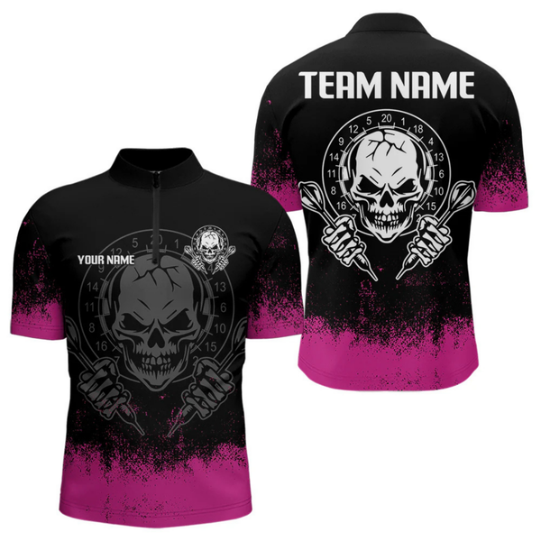 Maxcorners Cracked Skull Holding Dart Arrows Custom Pink Dart Shirts For Men, Dart Team Jerseys LM054
