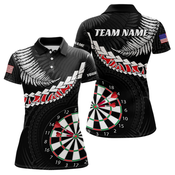 Maxcorners Personalized US Flag Tribal Dart Shirts For Men Custom Team Polo & Quarter Zip Dart Jerseys LM1605