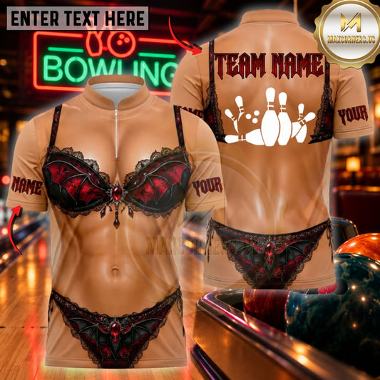 Maxcorners Bowling Bikini Athletic Abs Graphic Pins Artwork Customized Name, Team Name 3D Shirts