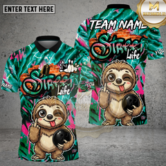 Maxcorners Street Life Sloth Bowling Neon Graffiti Multioptions Personalized Name, Team Name Unisex 3D Shirt (4 Colors)