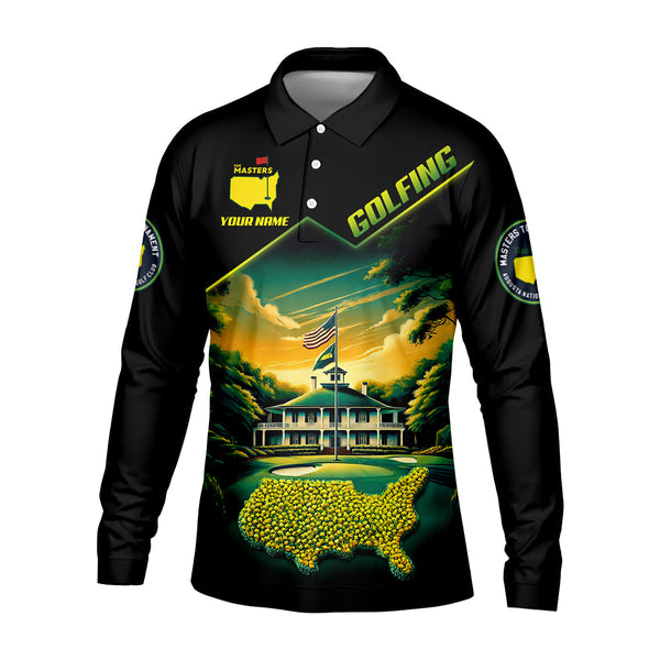 Maxcorners Custom Augusta Golf Course Polo Shirt, Golfing Apparel, Mens Golf Gift, Funny Golf Shirt