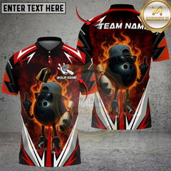 Maxcorners Bowling Flaming Ball Cool Style Multicolor Customized Name, Team Name 3D Shirt