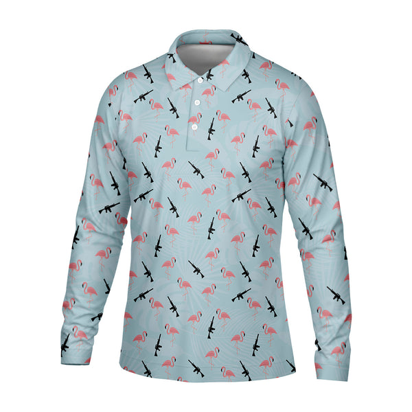 Maxcorners Funny Flamingos Golf Polo Shirt, Golfing Apparel, Mens Golf Gift, Funny Golf Polos