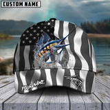 Maxcorners Fishing Black American Flag Sport Personalized 3D Cap (11 Options)